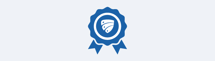 Blue award of achievement on light blue banner